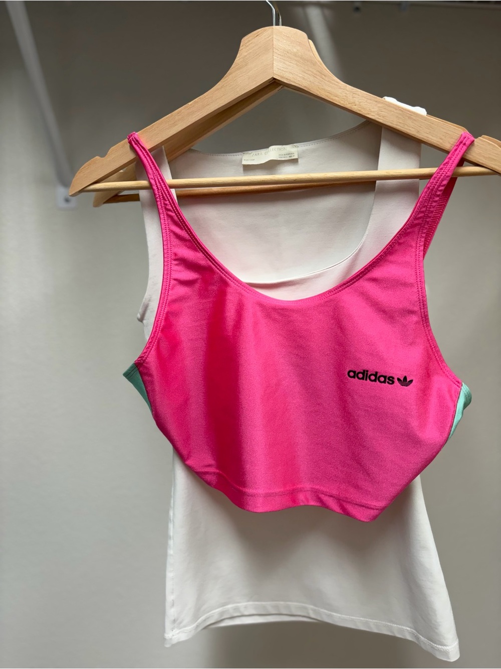 Bundles of 2: Zara White Scoop Neck Tank Top S size and Adidas M size top